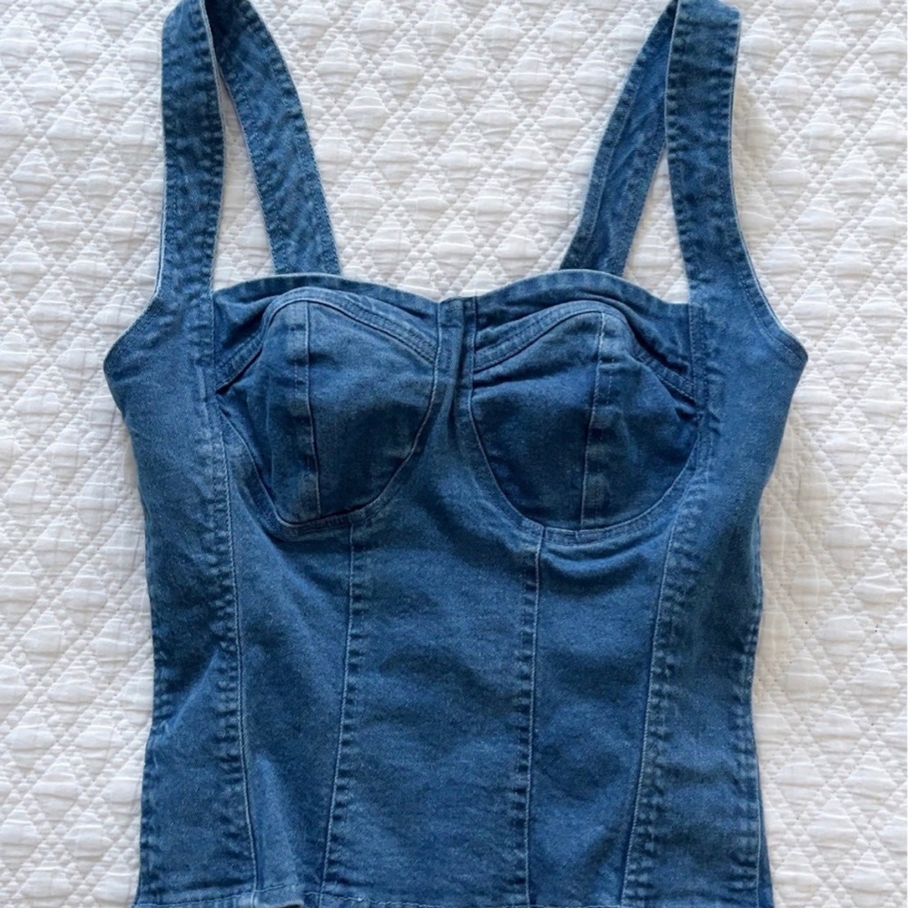 Denim corset top